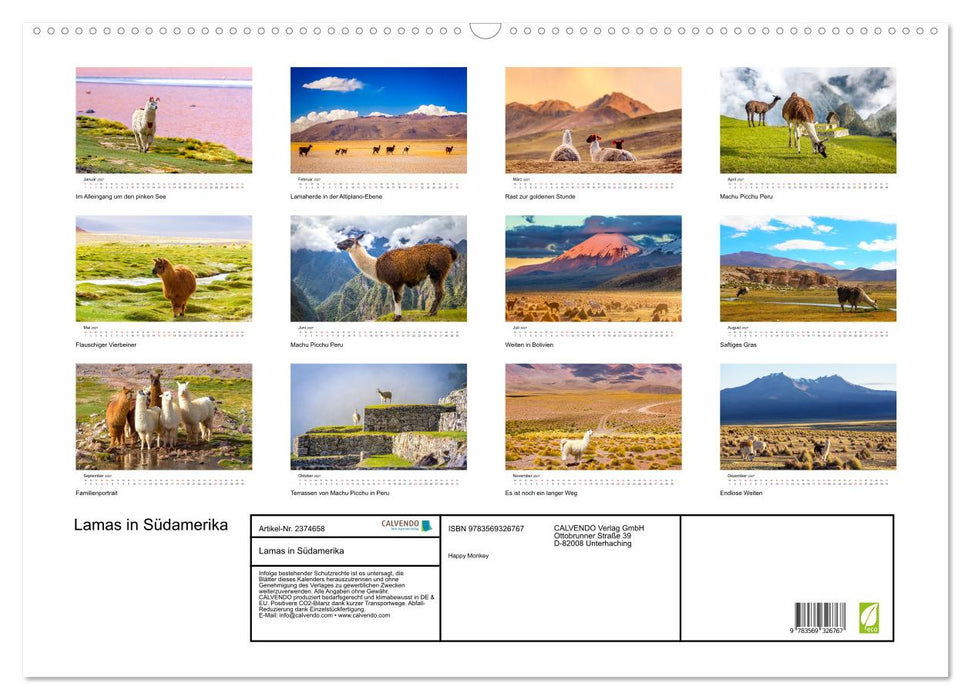 Lamas in Südamerika (CALVENDO Wandkalender 2027)