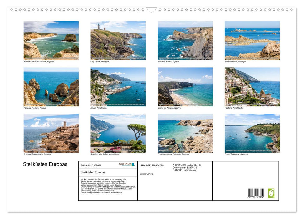 Steilküsten Europas (CALVENDO Wandkalender 2027)