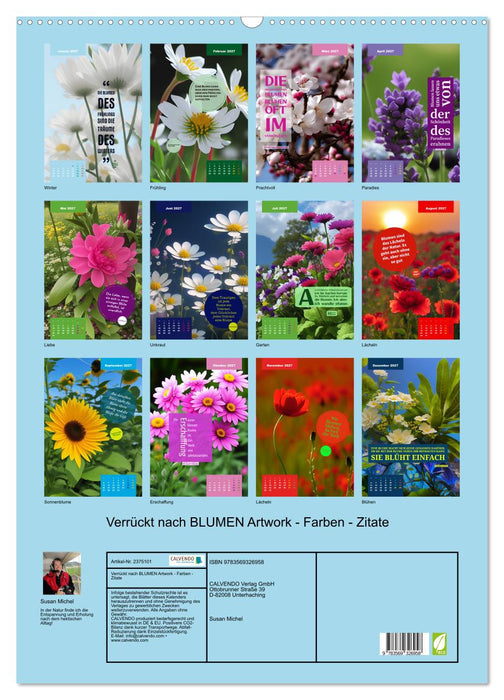 Verrückt nach BLUMEN Artwork - Farben - Zitate (CALVENDO Wandkalender 2027)