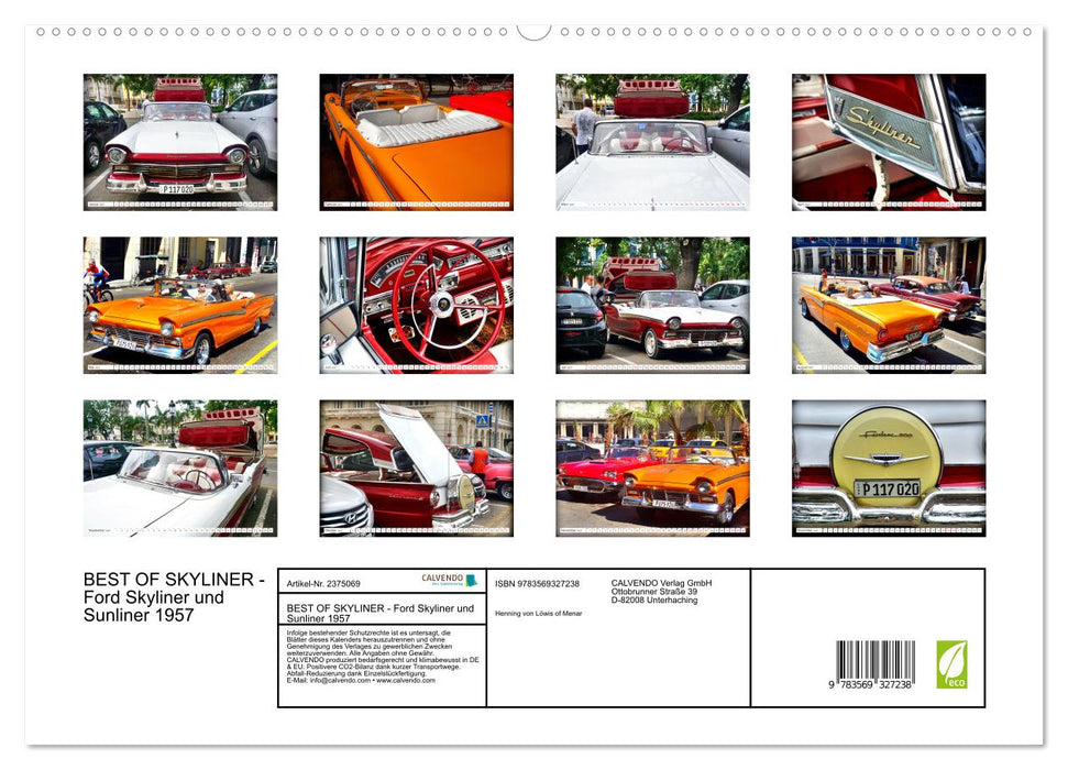 BEST OF SKYLINER - Ford Skyliner und Sunliner 1957 (CALVENDO Premium Wandkalender 2027)