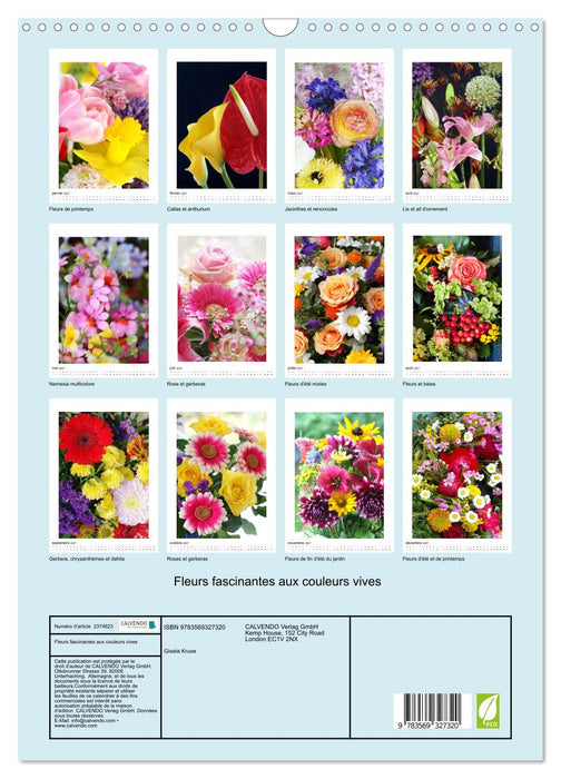 Fleurs fascinantes aux couleurs vives (CALVENDO Calendrier mensuel 2027)