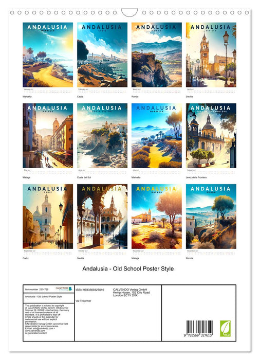 Andalusia - Old School Poster Style (CALVENDO Monthly Calendar 2027)