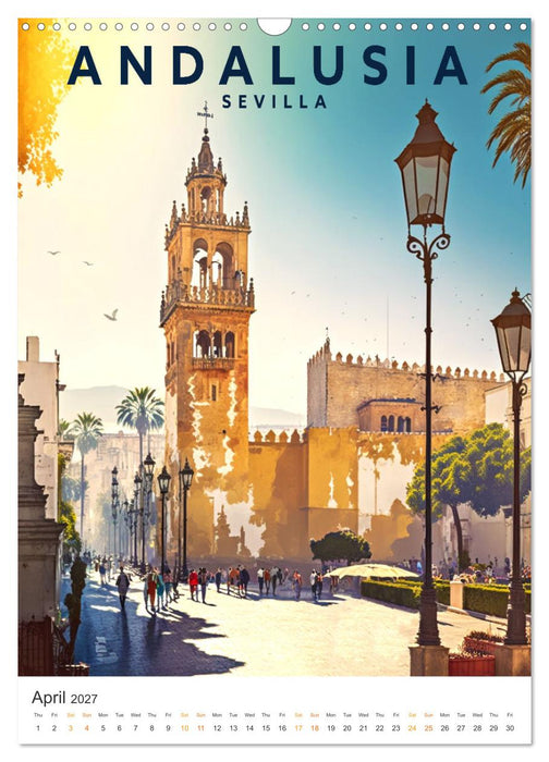 Andalusia - Old School Poster Style (CALVENDO Monthly Calendar 2027)