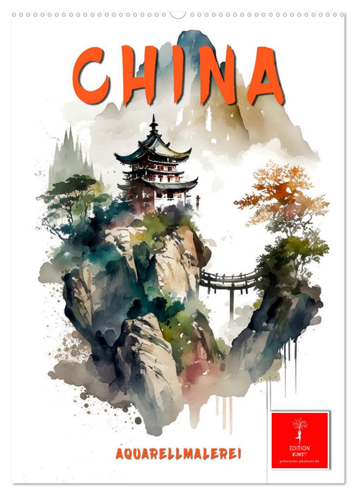 China - Aquarellmalerei (CALVENDO Wandkalender 2027)