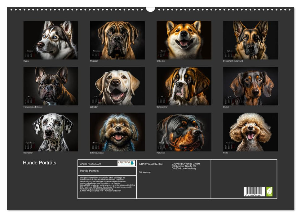 Hunde Porträts (CALVENDO Wandkalender 2027)