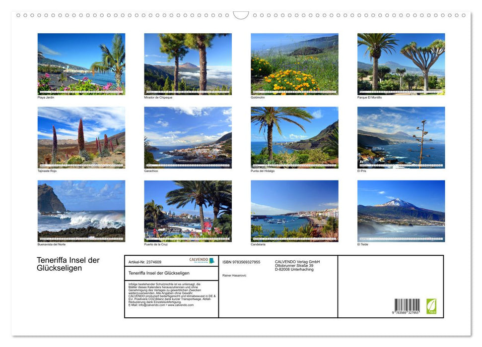 Teneriffa Insel der Glückseligen (CALVENDO Wandkalender 2027)