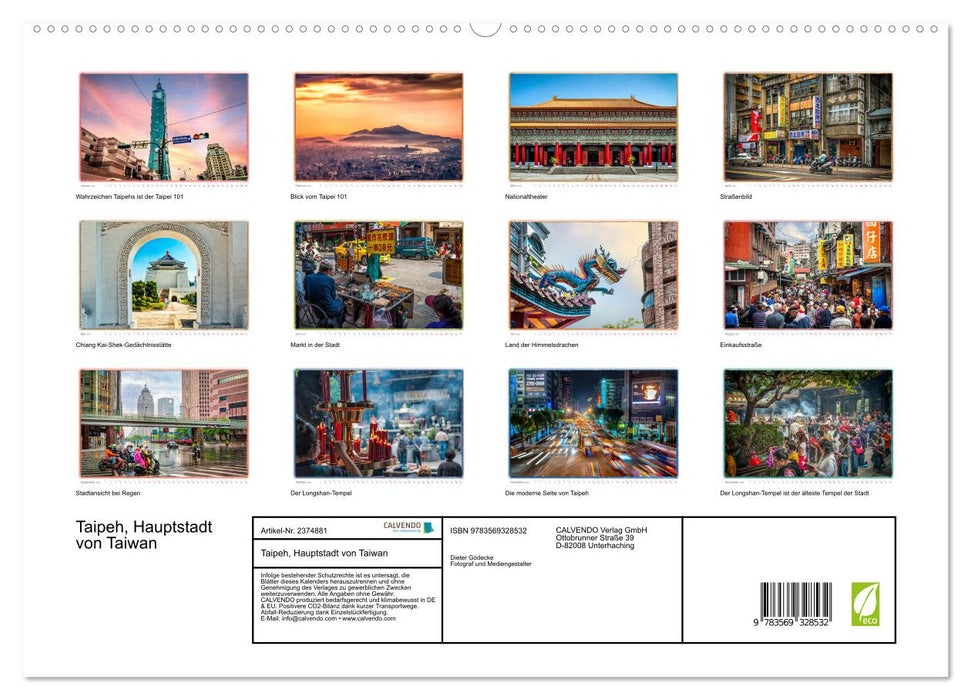 Taipeh, Hauptstadt von Taiwan (CALVENDO Premium Wandkalender 2027)