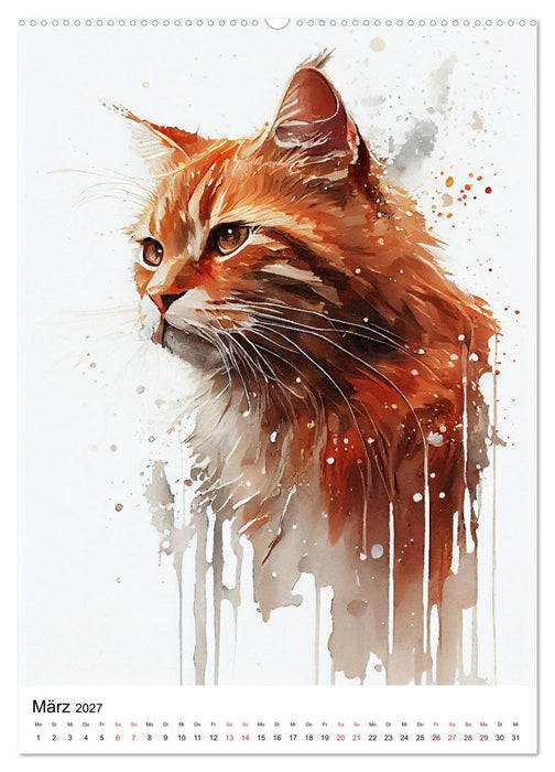 Katzen wie gemalt (CALVENDO Wandkalender 2027)