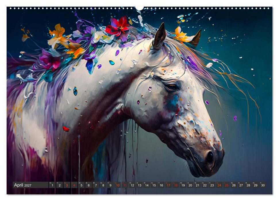 Pferde und Blumen (CALVENDO Premium Wandkalender 2027)