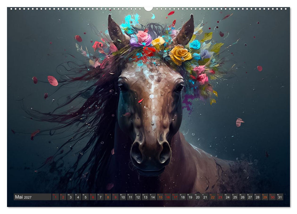 Pferde und Blumen (CALVENDO Premium Wandkalender 2027)