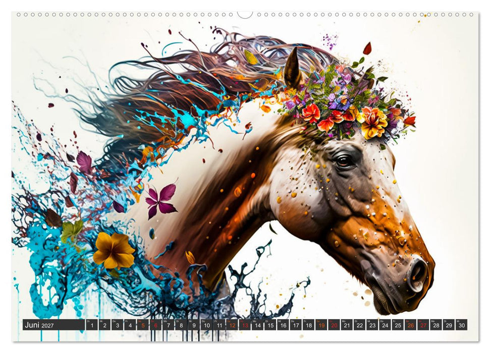 Pferde und Blumen (CALVENDO Premium Wandkalender 2027)