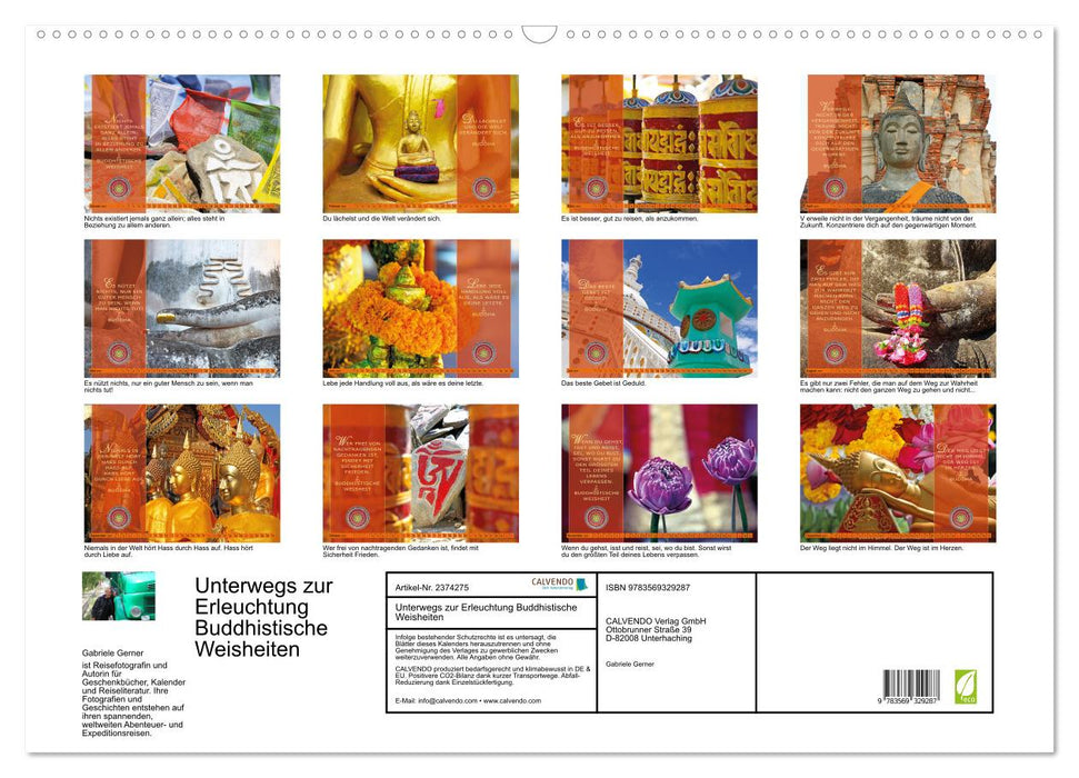 Unterwegs zur Erleuchtung Buddhistische Weisheiten (CALVENDO Wandkalender 2027)