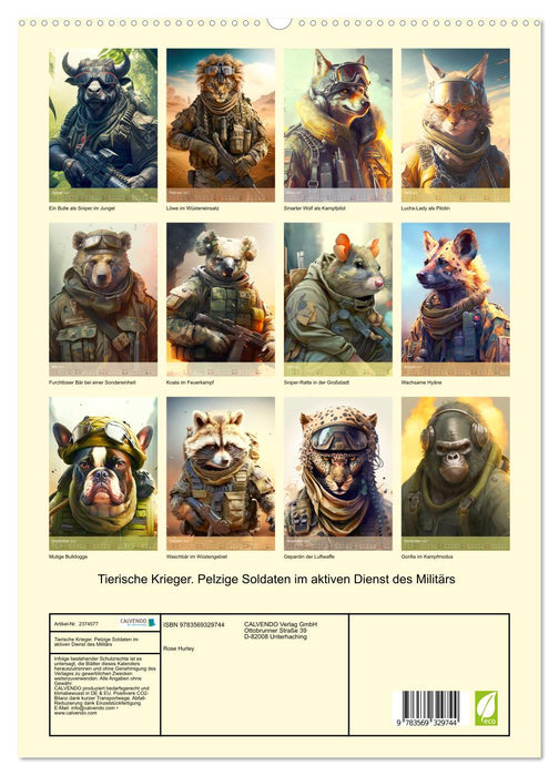 Tierische Krieger. Pelzige Soldaten im aktiven Dienst des Militärs (CALVENDO Premium Wandkalender 2027)