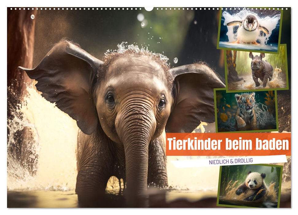 Tierkinder beim baden (CALVENDO Wandkalender 2027)