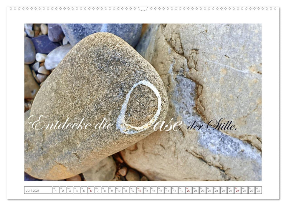 Steine der Achtsamkeit - Isarsteine mit weisen Gedanken zu einem glücklicheren Leben (CALVENDO Wandkalender 2027)