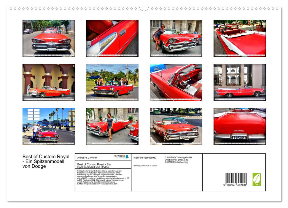 Best of Custom Royal - Ein Spitzenmodell von Dodge (CALVENDO Premium Wandkalender 2027)