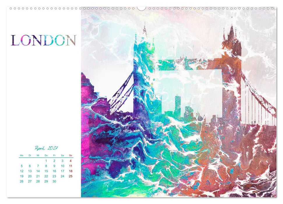 Bunte Metropolen - kunstvolle Skylines bekannter Weltstädte (CALVENDO Wandkalender 2027)