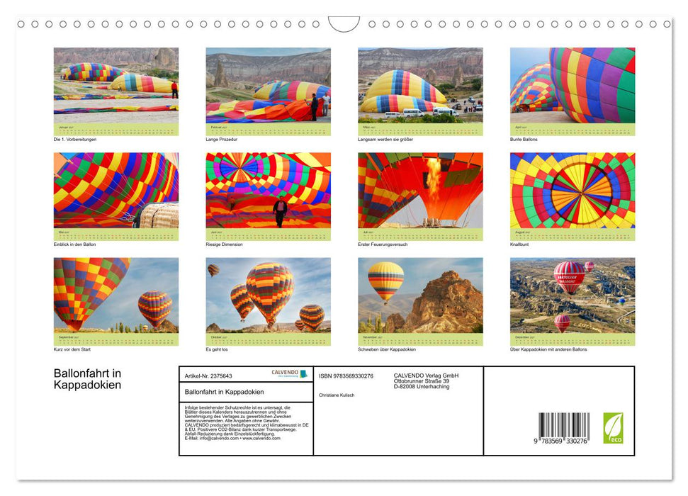 Ballonfahrt in Kappadokien (CALVENDO Wandkalender 2027)