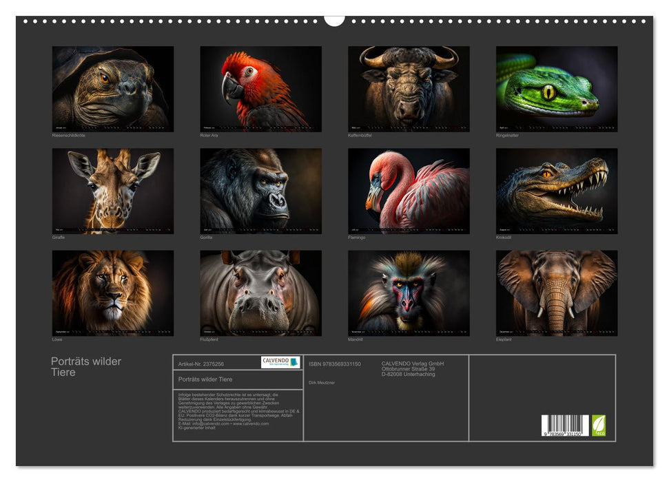 Porträts wilder Tiere (CALVENDO Wandkalender 2027)