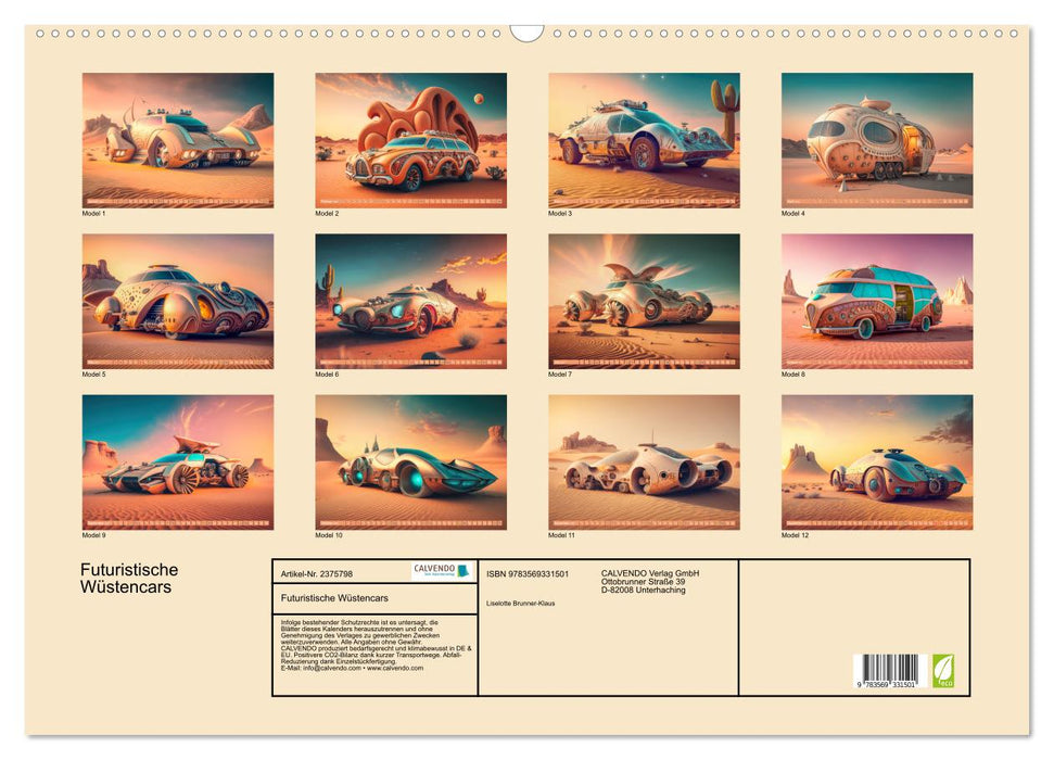 Futuristische Wüstencars (CALVENDO Wandkalender 2027)