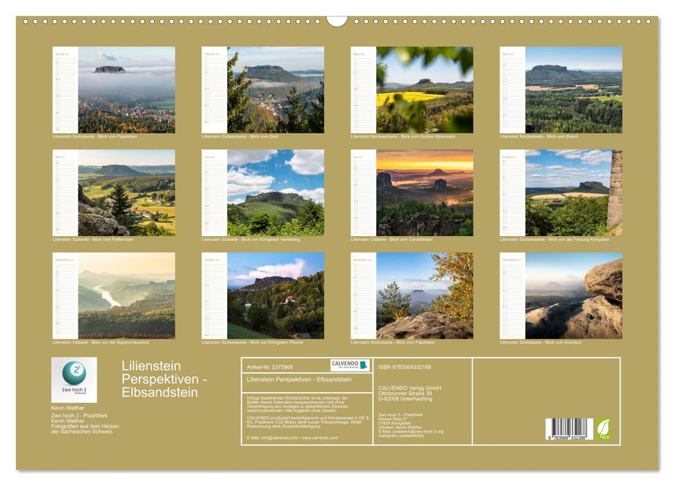 Lilienstein Perspektiven - Elbsandstein (CALVENDO Wandkalender 2027)