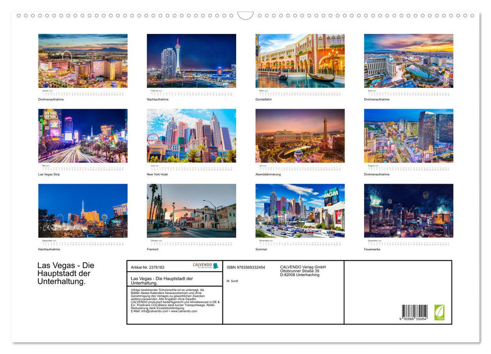 Las Vegas - Die Hauptstadt der Unterhaltung. (CALVENDO Wandkalender 2027)