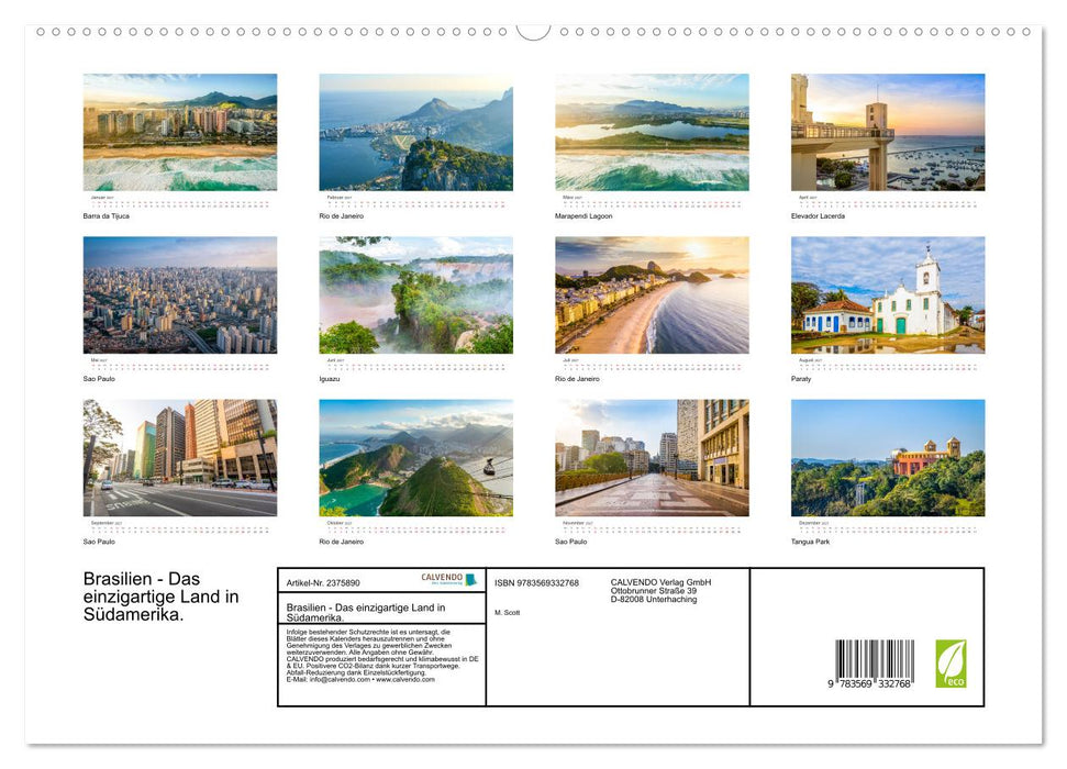 Brasilien - Das einzigartige Land in Südamerika. (CALVENDO Premium Wandkalender 2027)