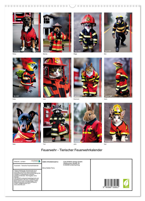 Feuerwehr - Tierischer Feuerwehrkalender (CALVENDO Premium Wandkalender 2027)