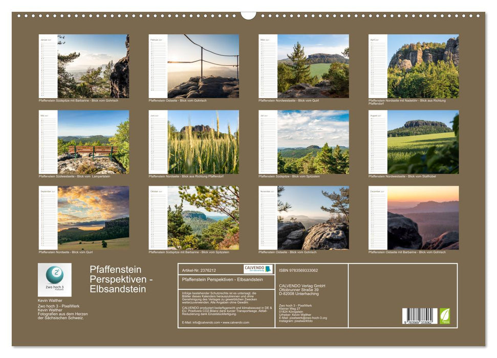 Pfaffenstein Perspektiven - Elbsandstein (CALVENDO Wandkalender 2027)