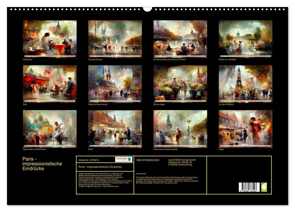 Paris - impressionistische Eindrücke (CALVENDO Wandkalender 2027)