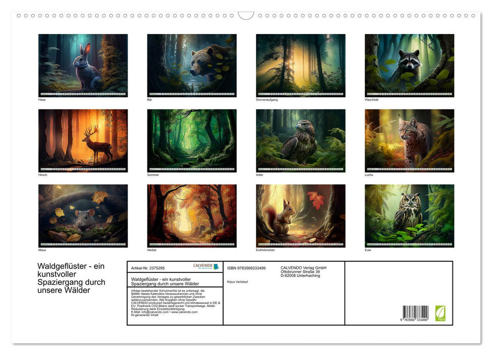 Waldgeflüster - ein kunstvoller Spaziergang durch unsere Wälder (CALVENDO Wandkalender 2027)
