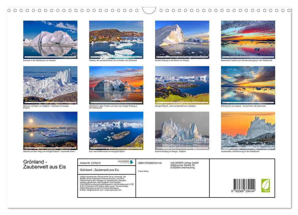 Grönland - Zauberwelt aus Eis (CALVENDO Wandkalender 2027)