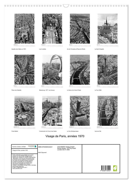 Visage de Paris, années 1970 (CALVENDO Calendrier mensuel 2027)