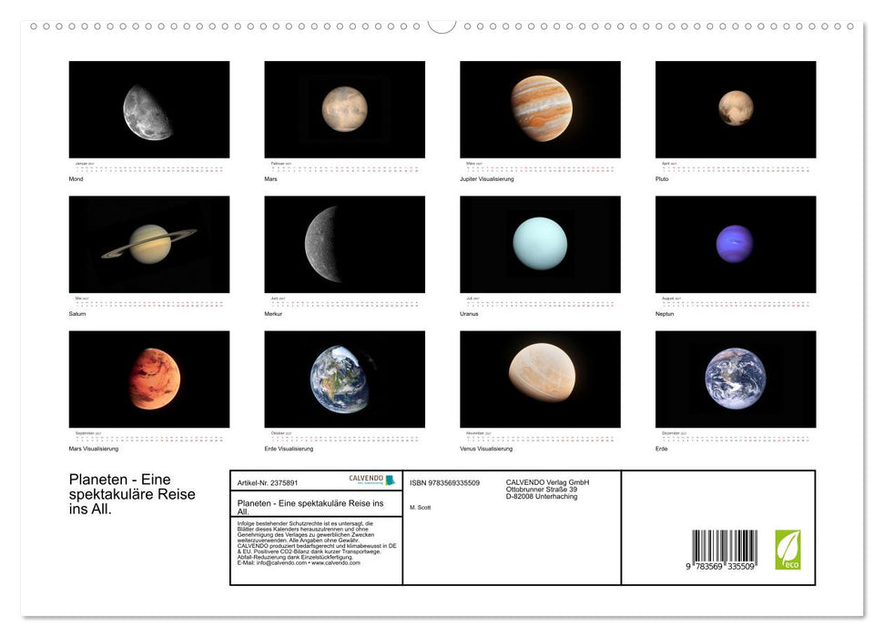 Planeten - Eine spektakuläre Reise ins All. (CALVENDO Premium Wandkalender 2027)