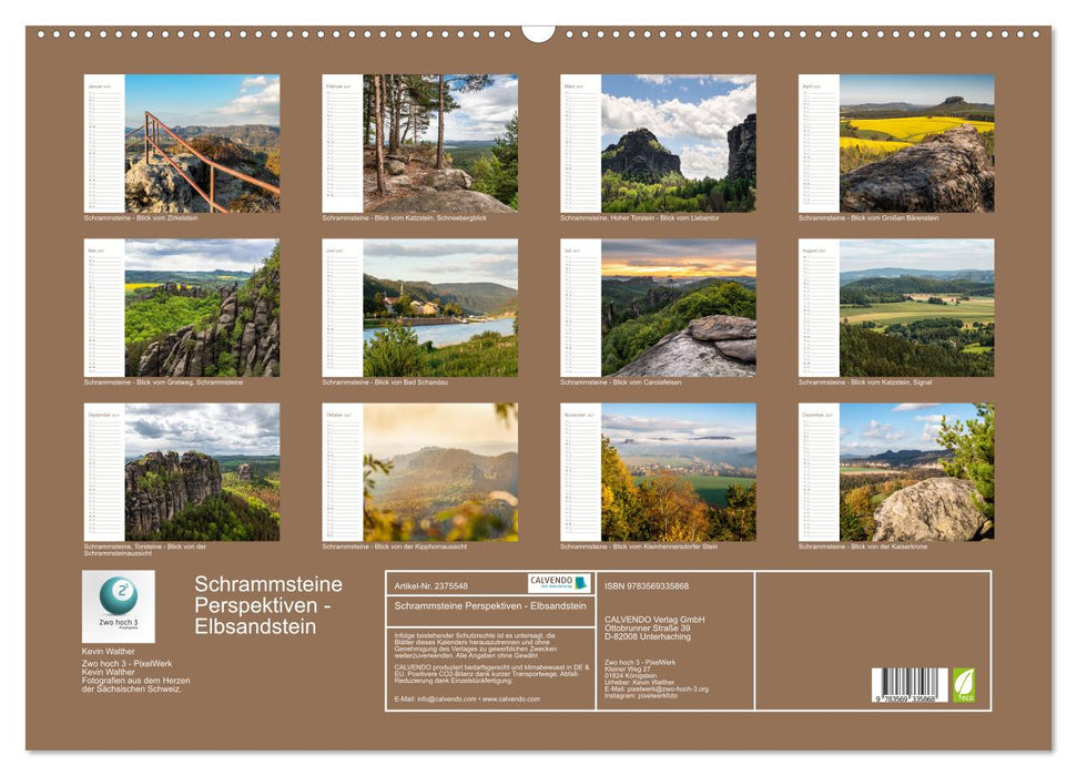 Schrammsteine Perspektiven - Elbsandstein (CALVENDO Wandkalender 2027)