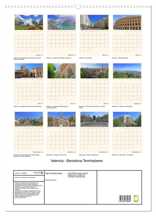 Valencia - Barcelona Terminplaner (CALVENDO Wandkalender 2027)