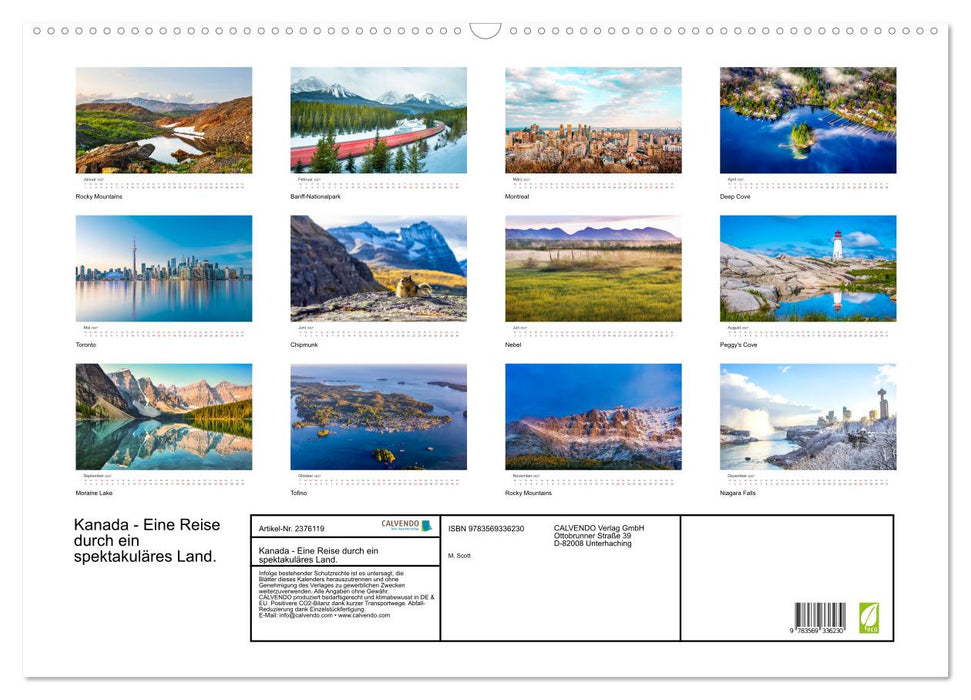 Kanada - Eine Reise durch ein spektakuläres Land. (CALVENDO Wandkalender 2027)