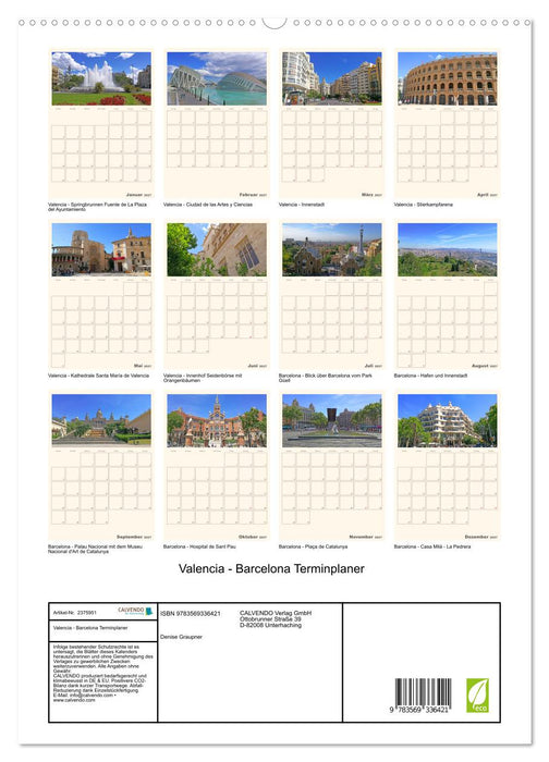 Valencia - Barcelona Terminplaner (CALVENDO Premium Wandkalender 2027)