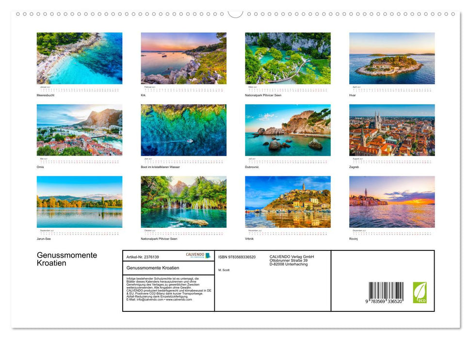 Genussmomente Kroatien (CALVENDO Premium Wandkalender 2027)