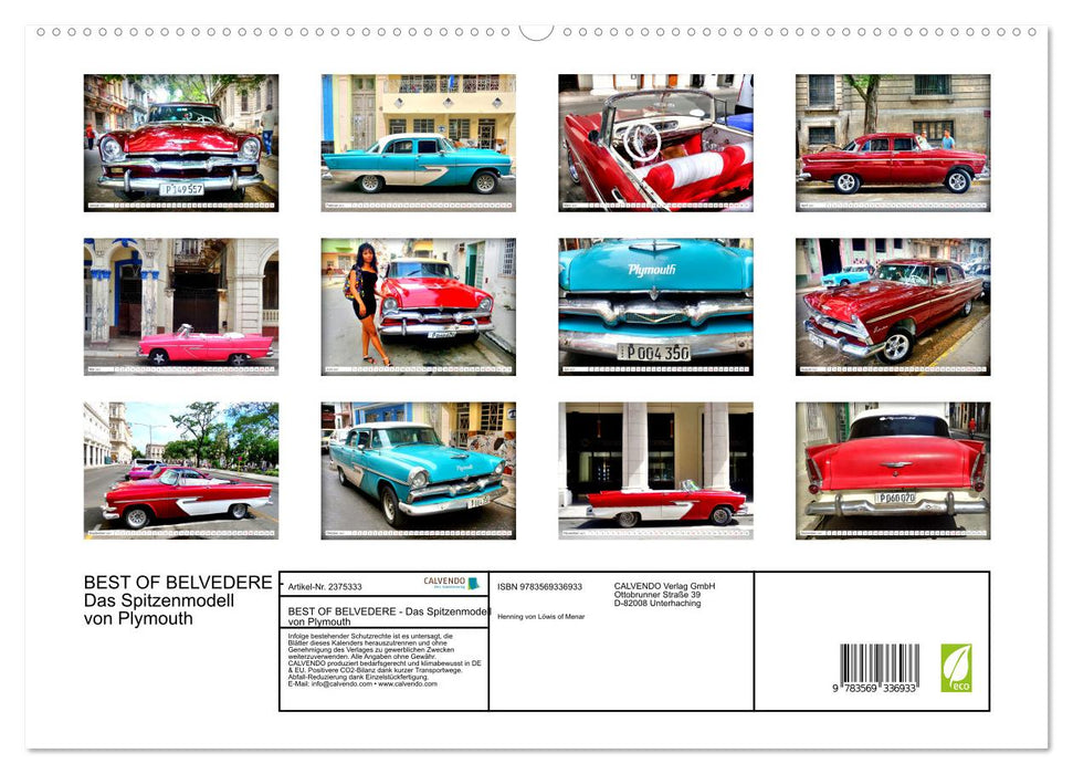 BEST OF BELVEDERE - Das Spitzenmodell von Plymouth (CALVENDO Premium Wandkalender 2027)