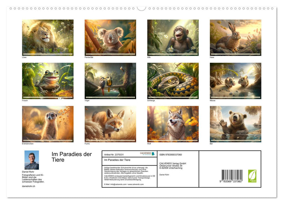 Im Paradies der Tiere (CALVENDO Premium Wandkalender 2027)