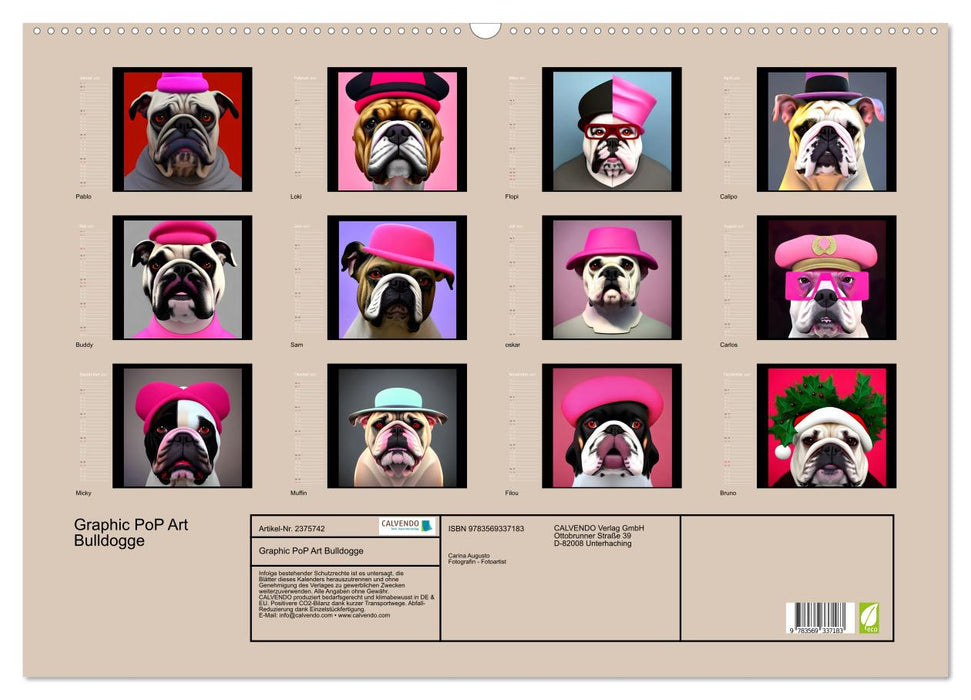 Graphic PoP Art Bulldogge (CALVENDO Wandkalender 2027)