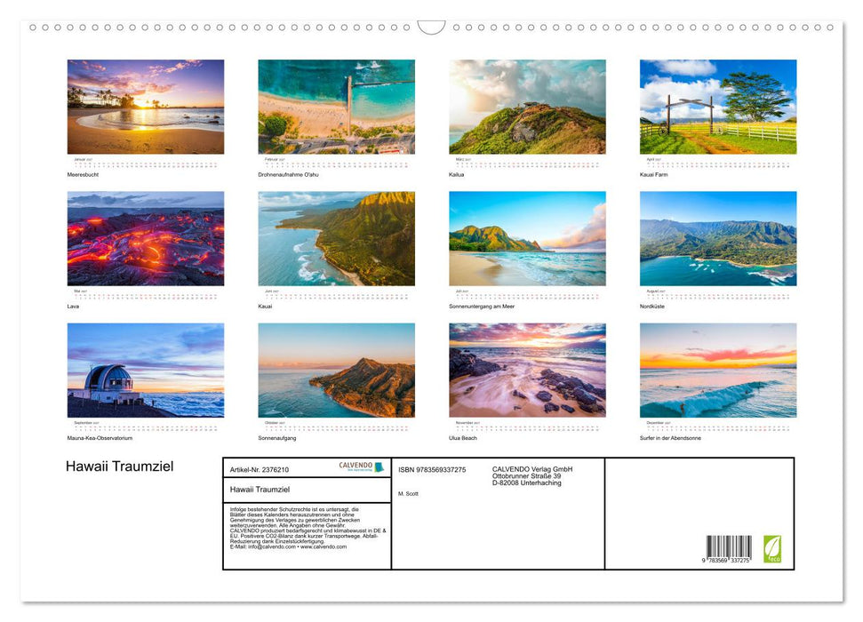 Hawaii Traumziel (CALVENDO Wandkalender 2027)
