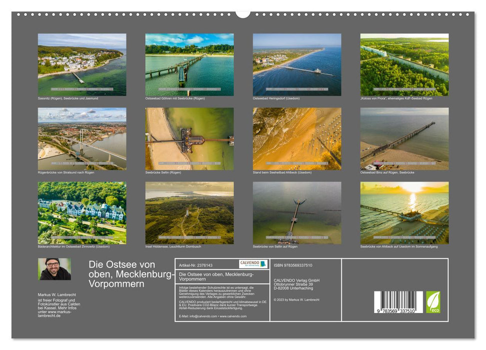 Die Ostsee von oben, Mecklenburg-Vorpommern (CALVENDO Premium Wandkalender 2027)