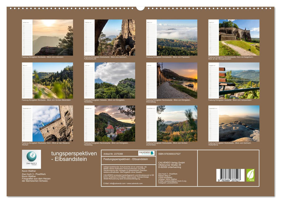 Festungsperspektiven - Elbsandstein (CALVENDO Premium Wandkalender 2027)