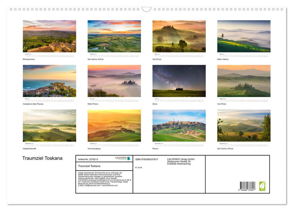 Traumziel Toskana (CALVENDO Wandkalender 2027)