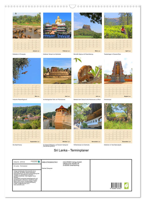 Sri Lanka - Terminplaner (CALVENDO Wandkalender 2027)
