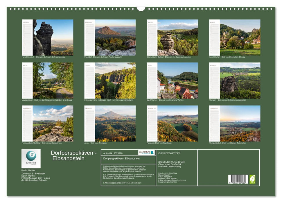 Dorfperspektiven - Elbsandstein (CALVENDO Wandkalender 2027)