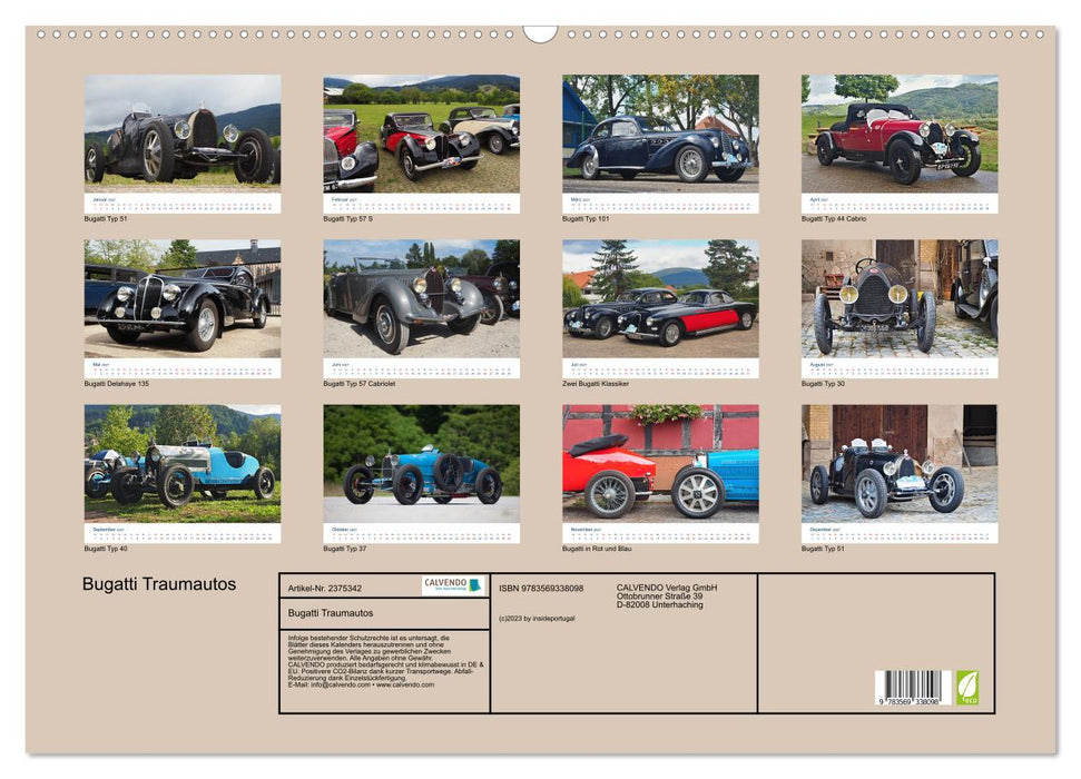 Bugatti Traumautos (CALVENDO Wandkalender 2027)