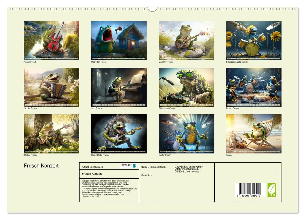 Frosch Konzert (CALVENDO Premium Wandkalender 2027)